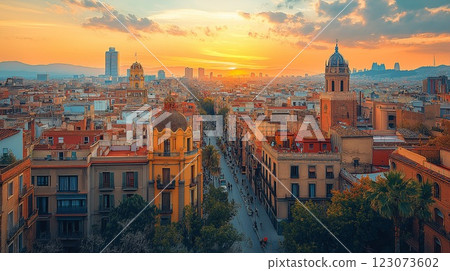 sidewalk dyed in the sunset 123073602