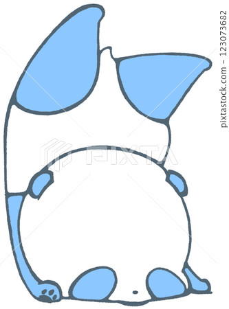 Baby panda falls over and is upside down (blue) Baby panda falls over and is upside down (blue) 123073682