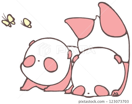 一隻小熊貓仰望蝴蝶,一隻小熊貓(紅色)倒掛著頭 一隻小熊貓仰望蝴蝶,一隻小熊貓(紅色)倒掛著頭 123073703