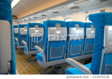 Inside an empty Shinkansen train Inside an empty Shinkansen train 123074136