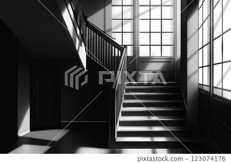 Black and white staircase design. 123074176