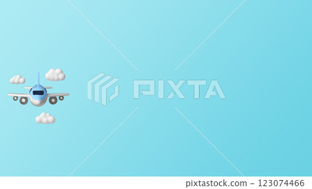 Airplane in the Sky with Clouds. 3D Rendering 123074466