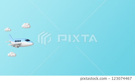 Airplane in the Sky with Clouds. 3D Rendering 123074467