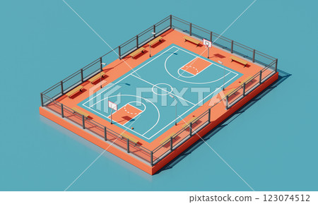 Basketball Court Isometric. 3D Rendering 123074512
