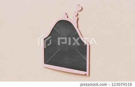Blackboard in the shape of a House  Mock up. 3D Rendering 123074519
