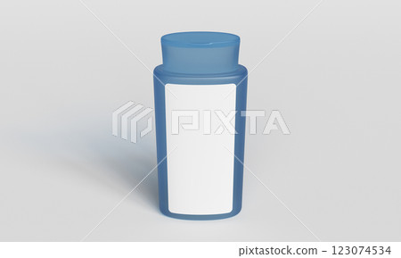 Blue Bottle Mock up with Blank Label for copy space. 3D Rendering 123074534
