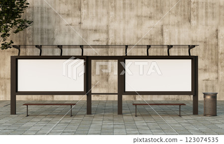 Bus Stop Billboard Mock up. 3D Rendering 123074535