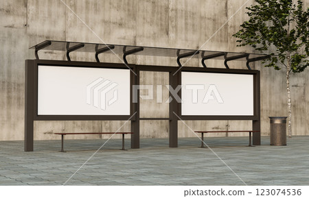Bus Stop Billboard Mock up. 3D Rendering Bus Stop Billboard Mock up. 3D Rendering 123074536