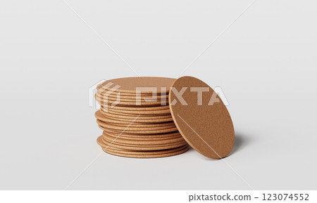 Cork Coaster with White Background. 3D Rendering Cork Coaster with White Background. 3D Rendering 123074552