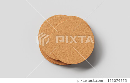 Cork Coaster with White Background. 3D Rendering Cork Coaster with White Background. 3D Rendering 123074553