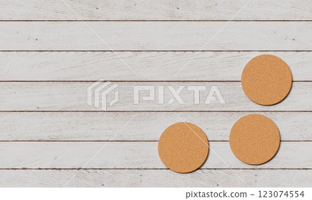 Cork Coaster with White Background. 3D Rendering 123074554