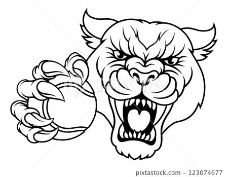 Panther Leopard Cougar Wildcat Tennis Ball Mascot 123074677