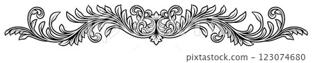 Filigree Crest Heraldic Floral Pattern Divider Filigree Crest Heraldic Floral Pattern Divider 123074680