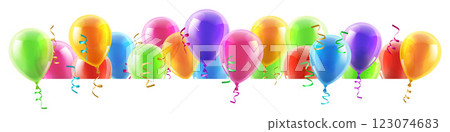 Birthday Party Balloons Frame Header Border Birthday Party Balloons Frame Header Border 123074683