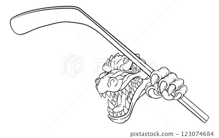 Crocodile Dinosaur Alligator Hockey Sports Mascot 123074684