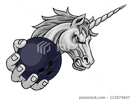 Unicorn Horse Bowling Sports Team Mascot 123074687