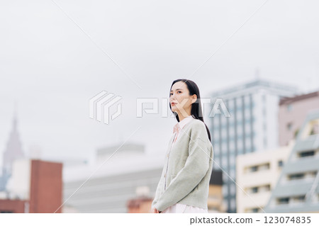 站在城市的女商人 站在城市的女商人 123074835