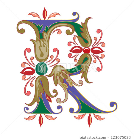 Vincente Initial Caps Font Capital Letter R vector design Vincente Initial Caps Font Capital Letter R vector design 123075023