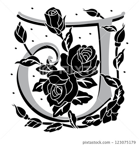 rosette Initial Caps Font Capital Letter J vector design 123075179