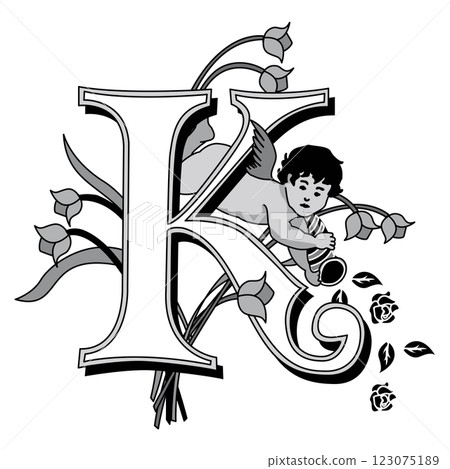 Cherubs Initial Caps Font Capital Letter K vector design Cherubs Initial Caps Font Capital Letter K vector design 123075189