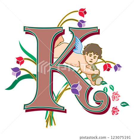 Cherubs Initial Caps Font Capital Letter K vector design Cherubs Initial Caps Font Capital Letter K vector design 123075191