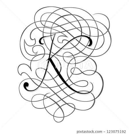 Fantasia Initial Caps Font Capital Letter K vector design Fantasia Initial Caps Font Capital Letter K vector design 123075192