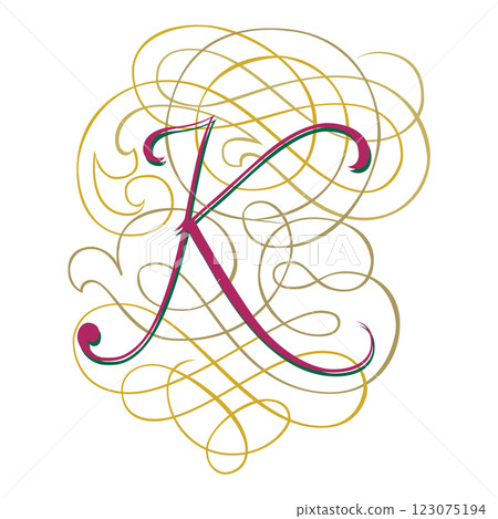 Fantasia Initial Caps Font Capital Letter K vector design 123075194