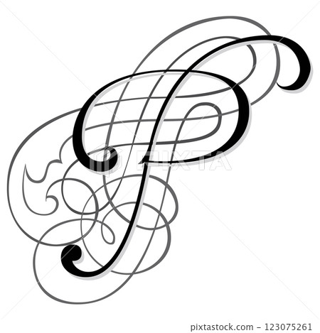 Fantasia Initial Caps Font Capital Letter P vector design 123075261