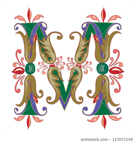 Vincente Initial Caps Font Capital Letter M vector design Vincente Initial Caps Font Capital Letter M vector design 123075298