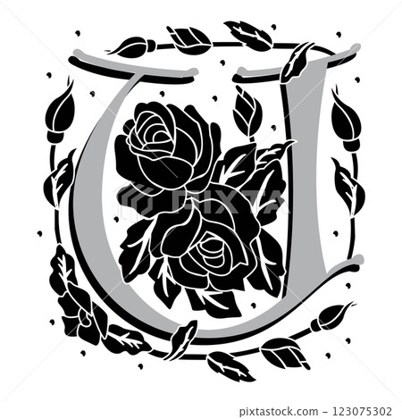rosette Initial Caps Font Capital Letter U vector design rosette Initial Caps Font Capital Letter U vector design 123075302