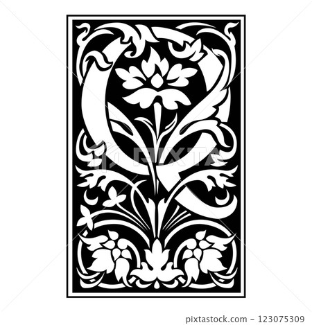 victoriana Initial Caps Font Capital Letter Q vector design 123075309