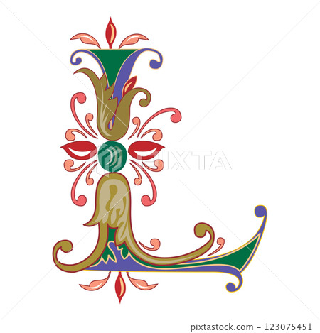 Vincente Initial Caps Font Capital Letter L vector design 123075451