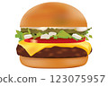 Realistic Burger Vector. Hamburger Classic Burger Fast Food 123075957
