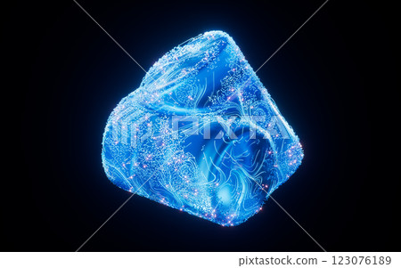 Abstract glass geometry and flowing particles, 3d Abstract glass geometry and flowing particles, 3d 123076189