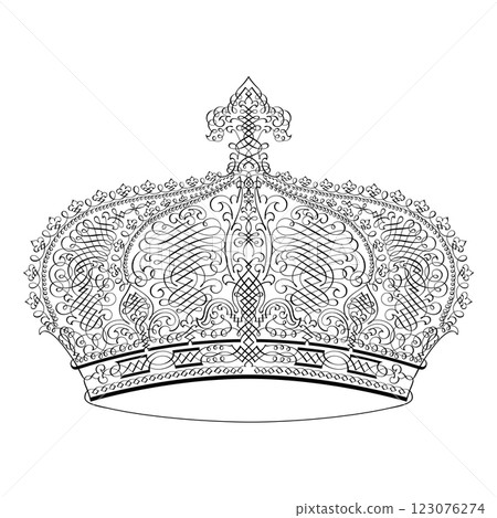 royal crown in vintage and rococo style and floral ornaments royal crown in vintage and rococo style and floral ornaments 123076274