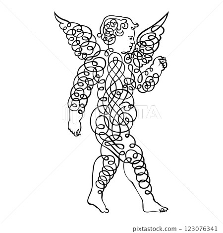 Vintage Decorative Calligraphy cherub Ornamental Silhouette vector design Vintage Decorative Calligraphy cherub Ornamental Silhouette vector design 123076341