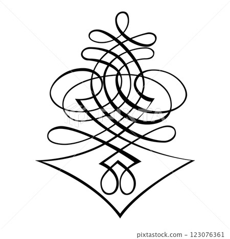 Abstract arabic Vintage Decorative Calligraphy Ornamental Silhouette symbol for tattoo isolated vector Abstract arabic Vintage Decorative Calligraphy Ornamental Silhouette symbol for tattoo isolated vector 123076361