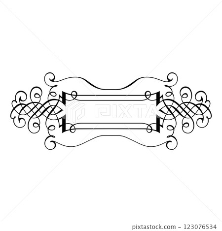Vintage forged floral classic calligraphic retro vignette scroll frames ornamental design elements black set isolated vector 123076534