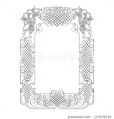 Vintage forged floral classic calligraphic retro vignette scroll frames ornamental design elements black set isolated vector Vintage forged floral classic calligraphic retro vignette scroll frames ornamental design elements black set isolated vector 123076536