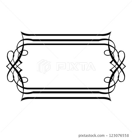 Vintage forged floral classic calligraphic retro vignette scroll frames ornamental design elements black set isolated vector 123076558