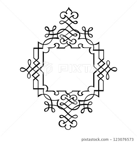 Vintage forged floral classic calligraphic retro vignette scroll frames ornamental design elements black set isolated vector 123076573