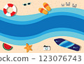 Summer pattern seamless fabric summer season. sea and beach elements on sand background. Designed for background ,wallpaper ,summer pattern ,wrapping paper ,travel ,holiday ,weekend ,vacation ,beach 123076743