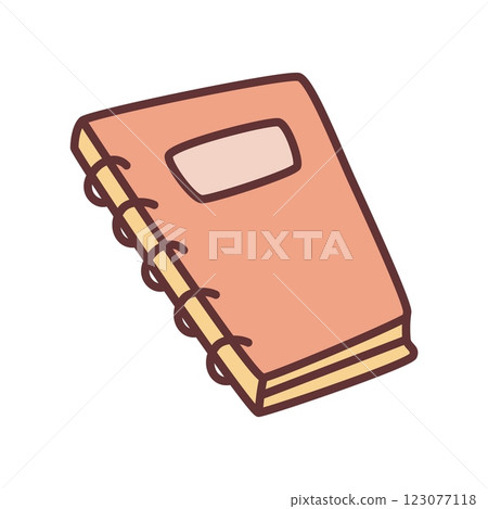 Doodle book or notebook icon hand drawn with thin line and colored 123077118