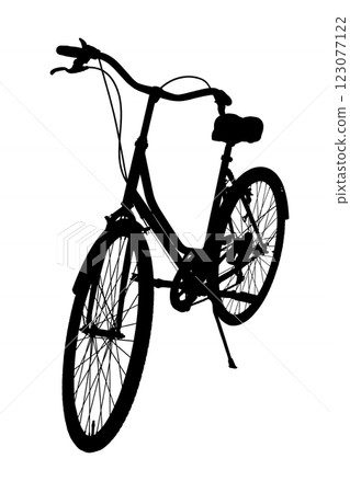 Pink retro bicycle, generic clean and new. Brown leather saddle and handles, front view. Vintage look city bike. Png isolated on transparent background 123077122