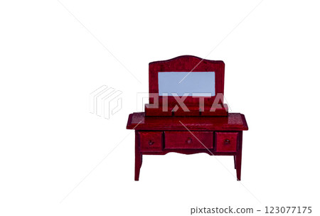 doll wooden mahogany furniture on a white background, isolated 123077175
