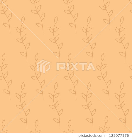 Seamless floral pattern with leaves on a light yellow background. Vector natural texture for eco-design of textiles, wallpaper, printing on paper, fabric, scrapbooking. Seamless floral pattern with leaves on a light yellow background. Vector natural texture for eco-design of textiles, wallpaper, printing on paper, fabric, scrapbooking. 123077376