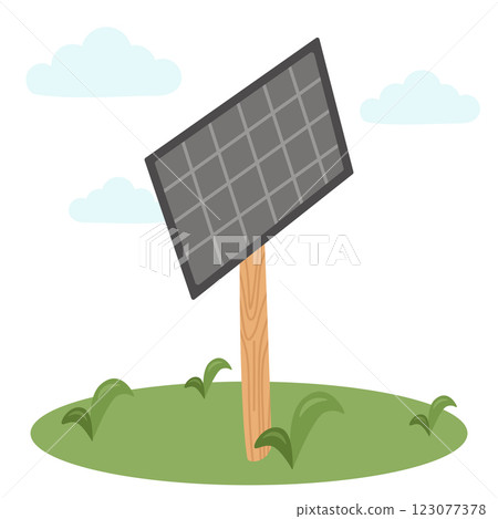 Solar panels for eco-friendly energy generation. Vector illustration of the concept of economy, renewability and availability of electricity Solar panels for eco-friendly energy generation. Vector illustration of the concept of economy, renewability and availability of electricity 123077378