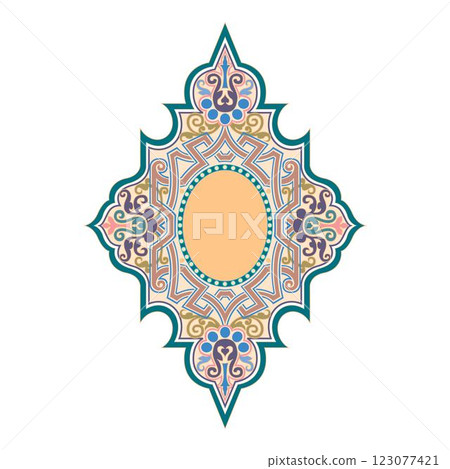 Decorative arabesque and ornamental mandala symbols set isolated vector Decorative arabesque and ornamental mandala symbols set isolated vector 123077421