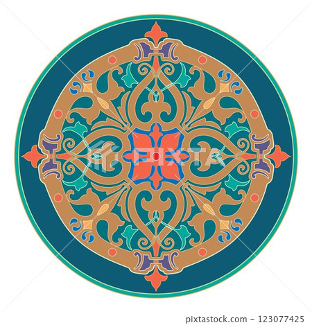 Decorative arabesque and ornamental mandala symbols set isolated vector 123077425