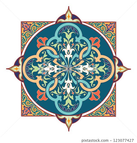 Decorative arabesque and ornamental mandala symbols set isolated vector Decorative arabesque and ornamental mandala symbols set isolated vector 123077427